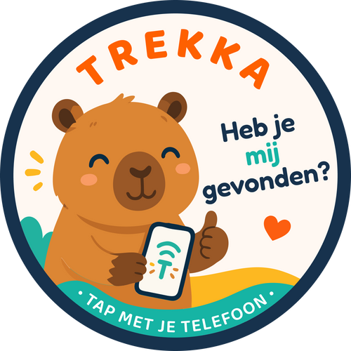 Eén ronde Trekka NFC-sticker, ontwerp capibara